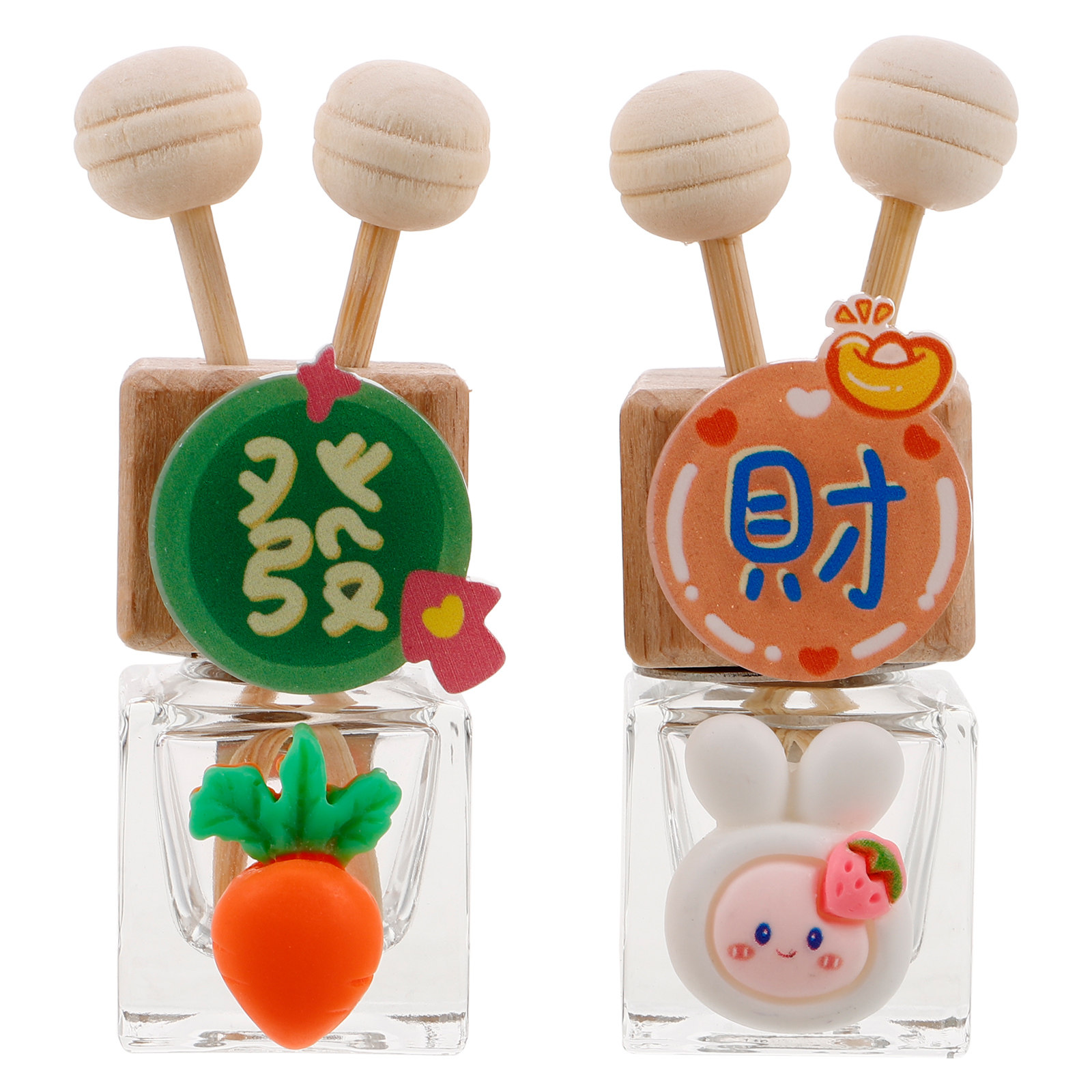 Car Air Freshener - 2個入り 車用 エッセンシャルオイルディフューザー ガラスボトル 詰め替え可能 ベントクリップ