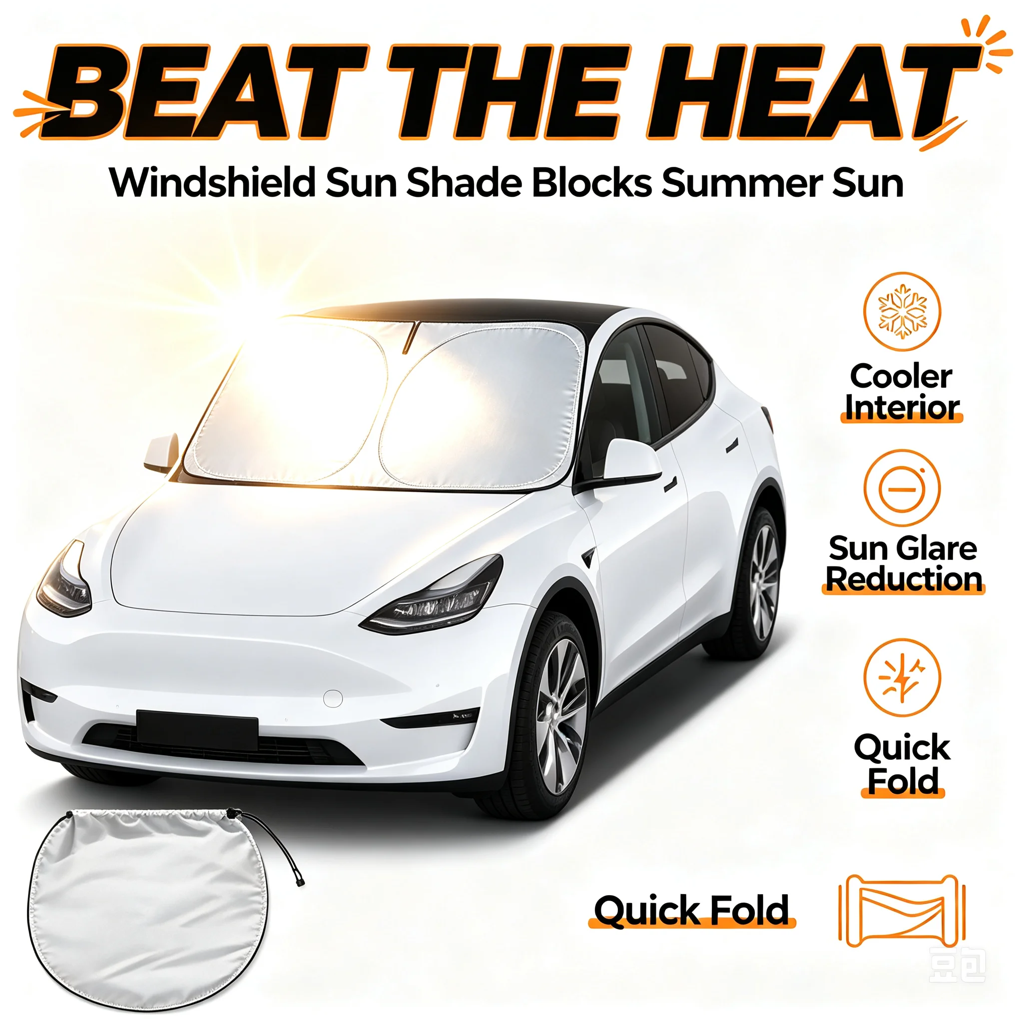 Windshield Sun Shade - 車のサンバイザー、フロントガラス用サンシェード、断熱、夏の冷却、自動車アクセサリー、物理冷却