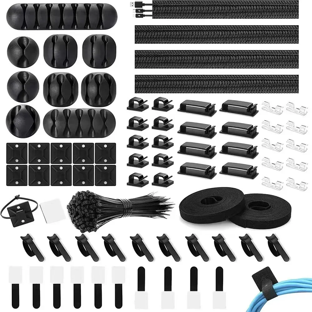 Car Organizer - 173個入り ケーブル整理クリップ オフィス用ケーブル管理キット コード整理用結束バンド 車内、オフィス、家庭用