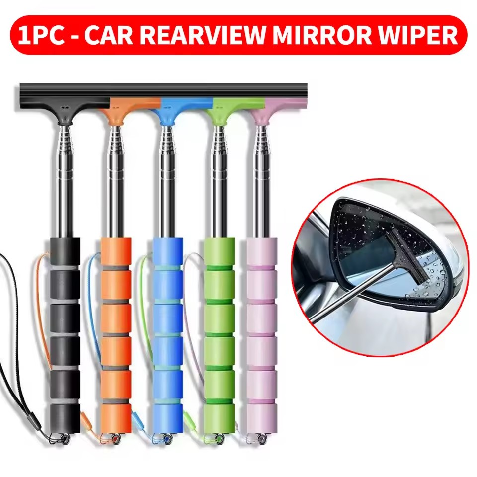 Car Mirror - バックミラーフロントガラスワイパー格納式ポータブルゴムスキージクリーニングツール部品車の雨除去剤自動車アクセサリー用