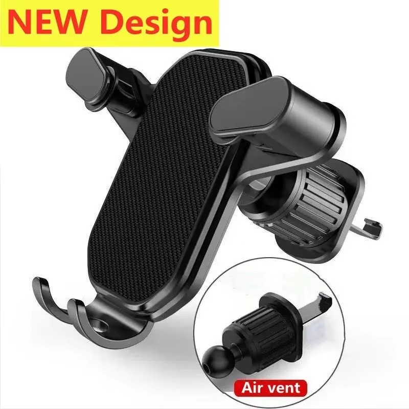 Car Phone Holder - ユニバーサルカーフックベースフォンホルダー 重力式モバイルスタンド GPSサポート オートエアコン吹き出し口マウント iPhone 16