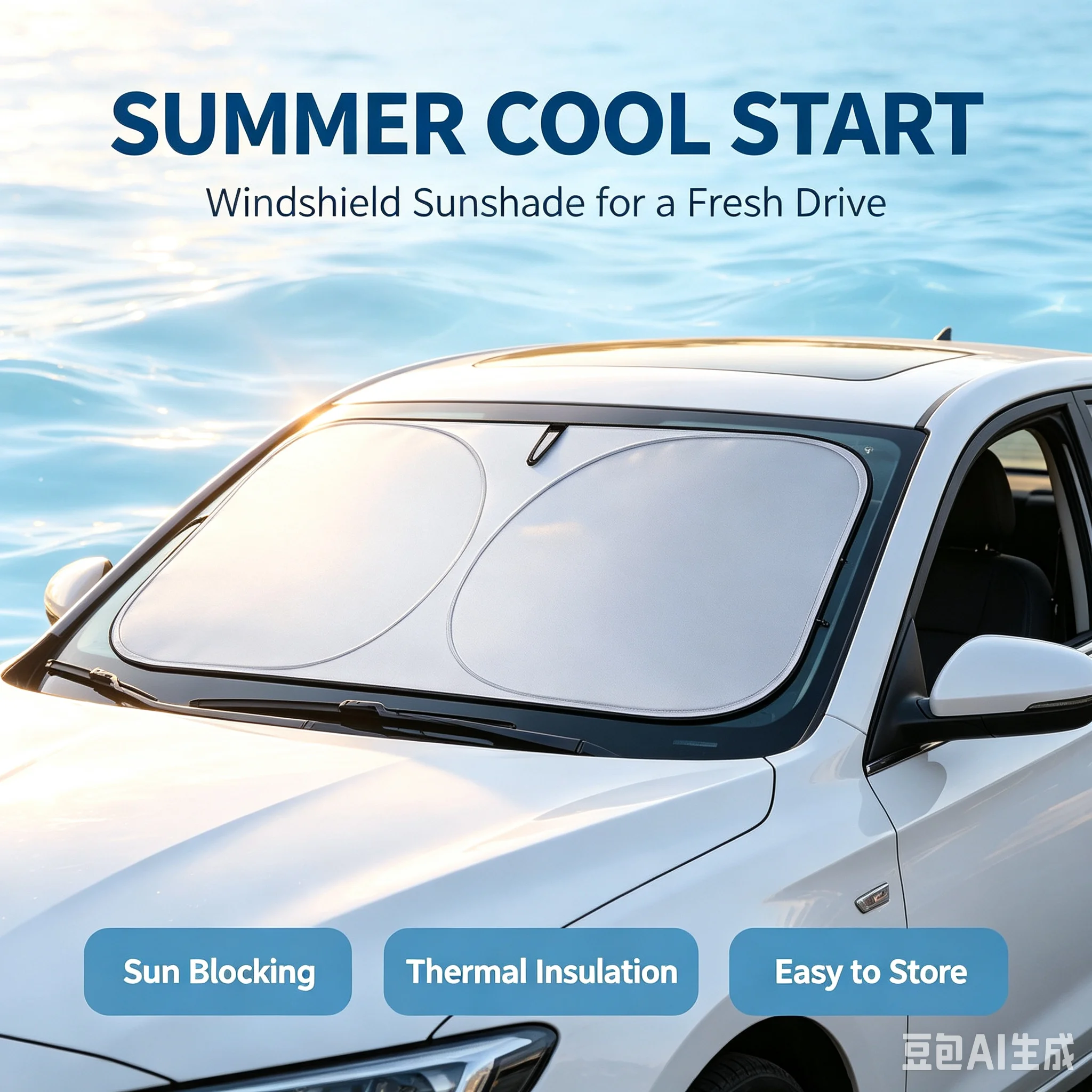 車のフロントガラス用折りたたみ式サンシェードカバー - UV - Windshield Sun Shade のレビューと価格
