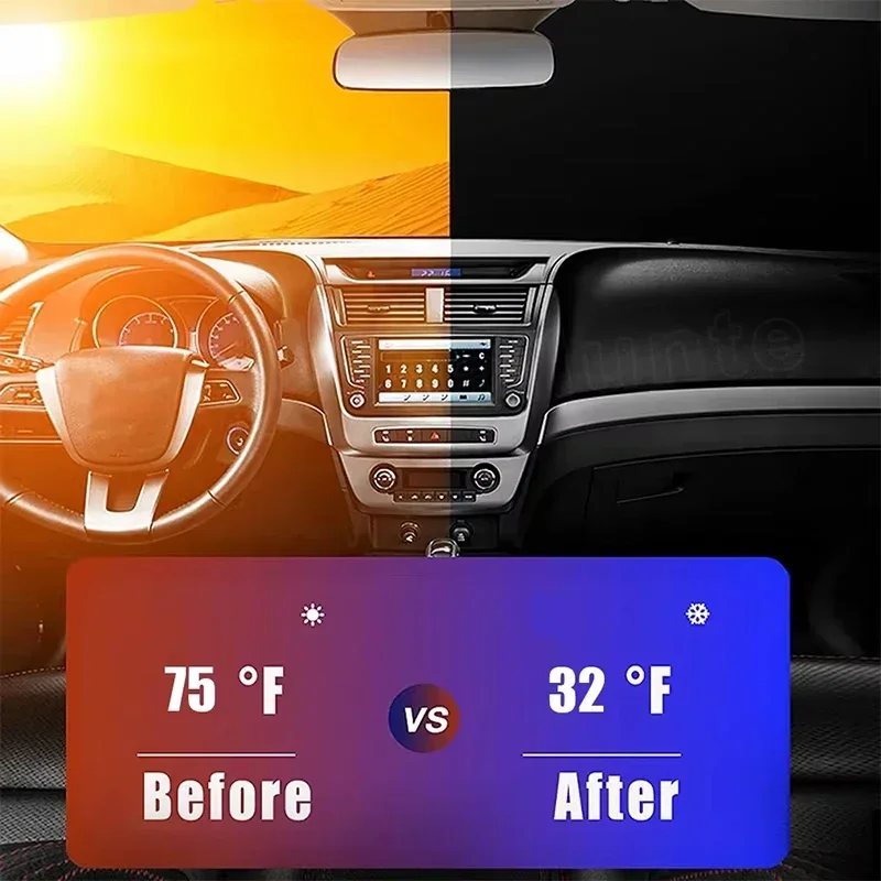 車のフロントガラス用折りたたみ式サンシェードカバー - UV - Windshield Sun Shade のレビューと価格
