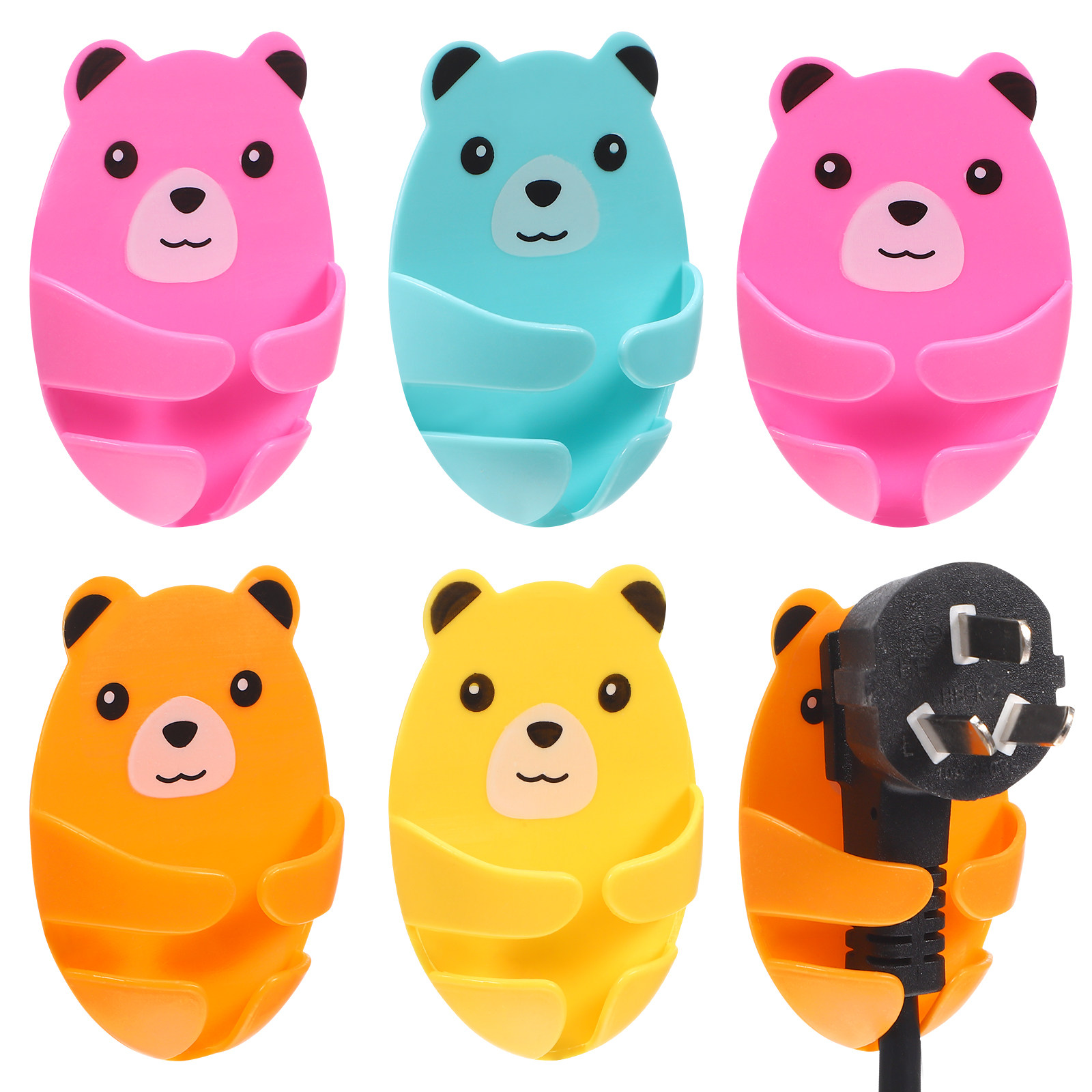 12個入り、かわいいクマの形をした、穴あけ不要の粘着式コード - Car Organizer のレビューと価格