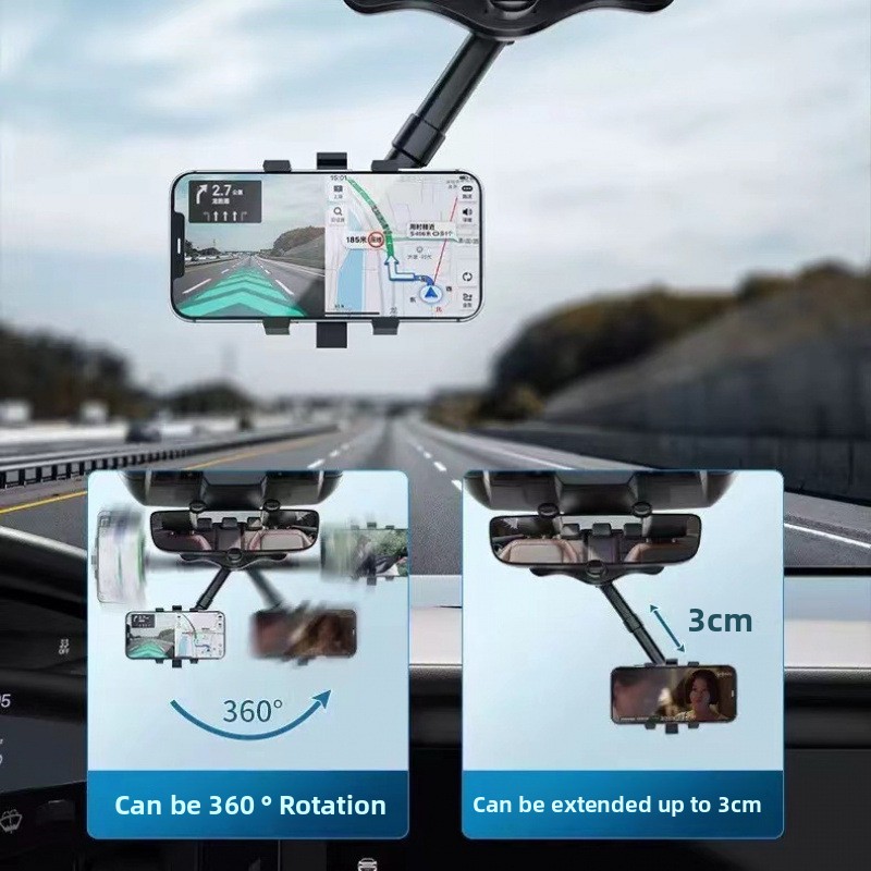 多機能車用バックミラー携帯電話ホルダー 360度回転 °   - Car Mirror のレビューと価格
