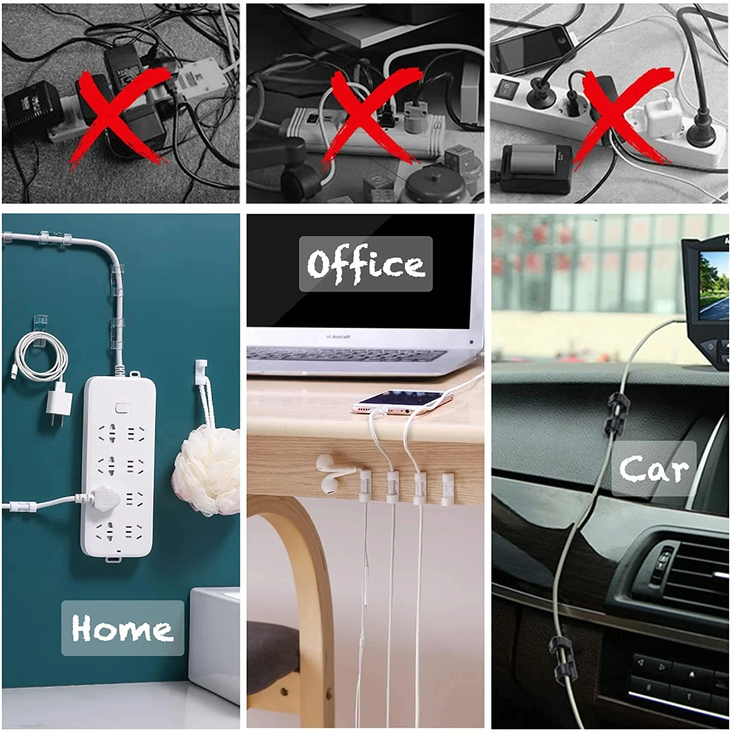 ケーブルクリップ、配線整理用、コードホルダー、自己粘着式ケー - Car Organizer のレビューと価格
